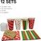 4E’s Novelty Christmas Paper Cups 16 oz with Lids, Sleeves & Napkins – 12-Pack Holiday Cups